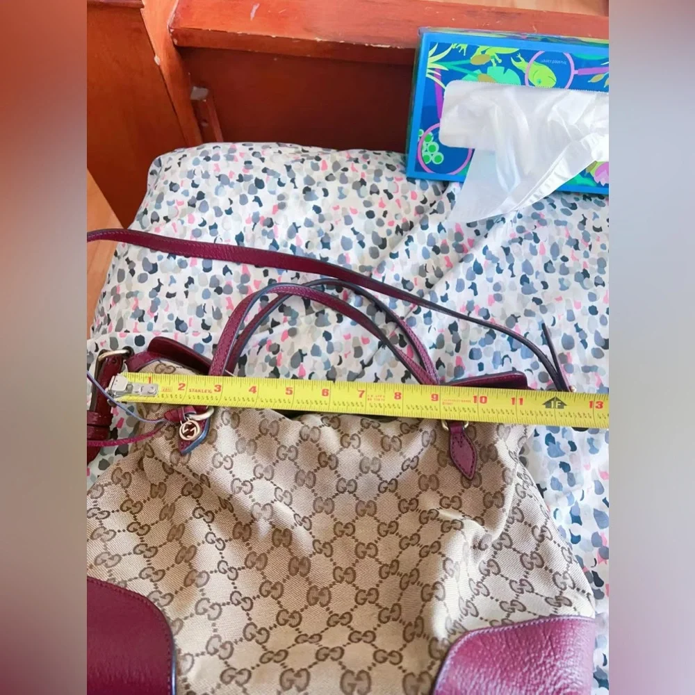 GUCCI GG‎ Canvas Hand Bag 2way Beige velvet color